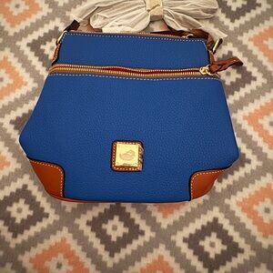 Blue and Brown Leather Crossbody Bag